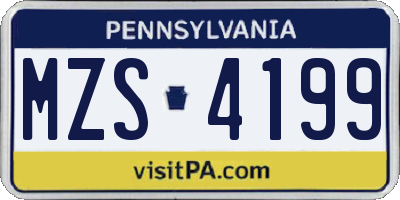 PA license plate MZS4199