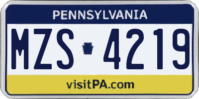 PA license plate MZS4219