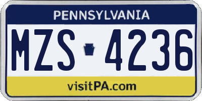PA license plate MZS4236