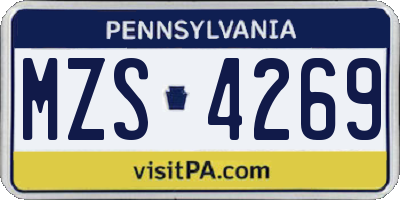 PA license plate MZS4269