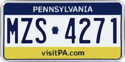 PA license plate MZS4271