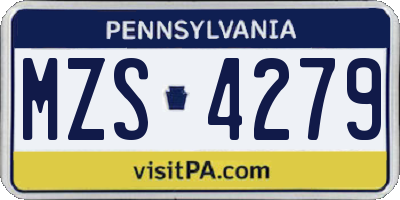 PA license plate MZS4279
