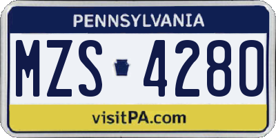 PA license plate MZS4280