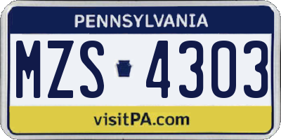 PA license plate MZS4303