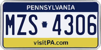 PA license plate MZS4306