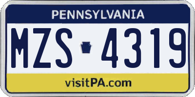 PA license plate MZS4319