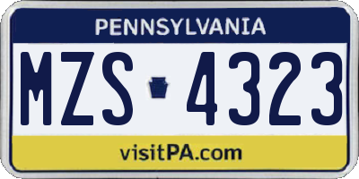 PA license plate MZS4323