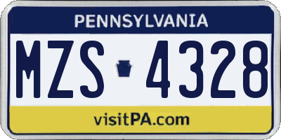 PA license plate MZS4328