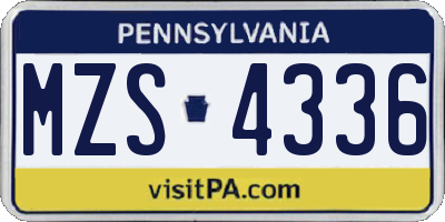 PA license plate MZS4336