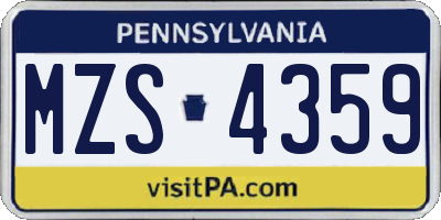 PA license plate MZS4359