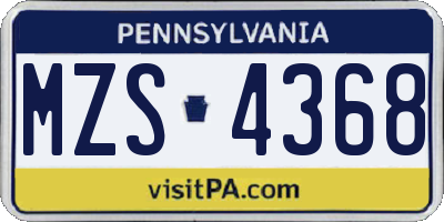 PA license plate MZS4368