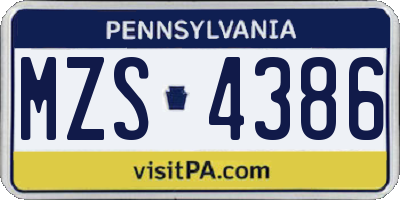 PA license plate MZS4386