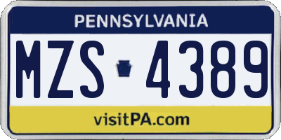 PA license plate MZS4389