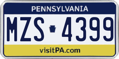 PA license plate MZS4399