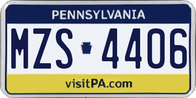 PA license plate MZS4406