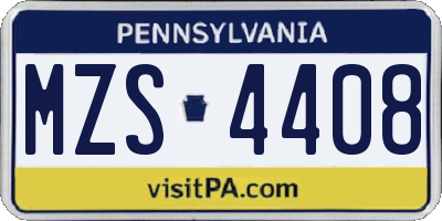 PA license plate MZS4408