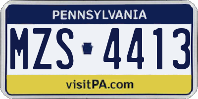 PA license plate MZS4413