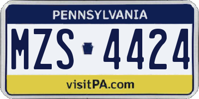 PA license plate MZS4424