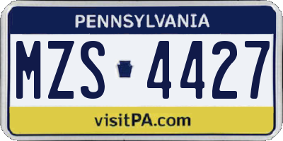 PA license plate MZS4427