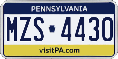 PA license plate MZS4430
