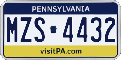 PA license plate MZS4432