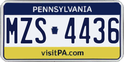 PA license plate MZS4436