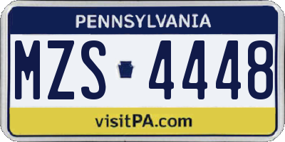PA license plate MZS4448