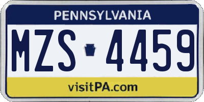 PA license plate MZS4459