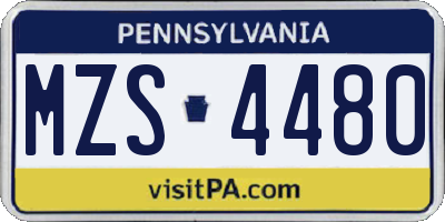PA license plate MZS4480