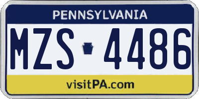 PA license plate MZS4486