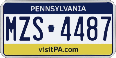 PA license plate MZS4487