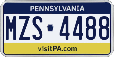 PA license plate MZS4488