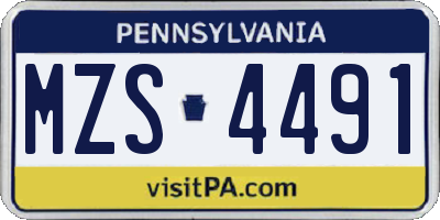 PA license plate MZS4491