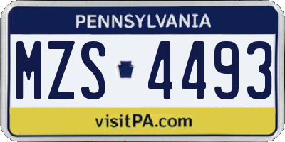 PA license plate MZS4493