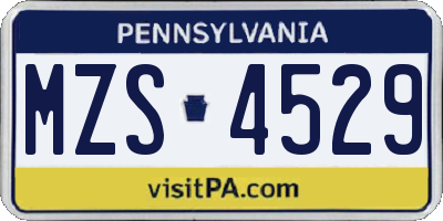 PA license plate MZS4529