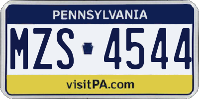 PA license plate MZS4544