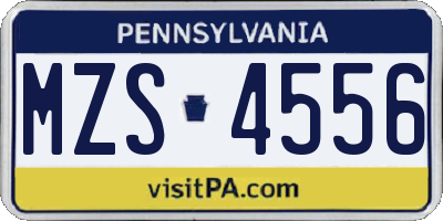 PA license plate MZS4556
