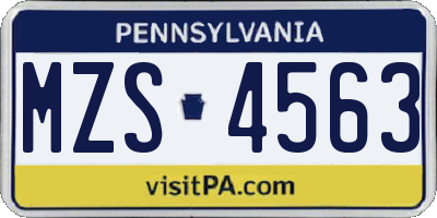 PA license plate MZS4563