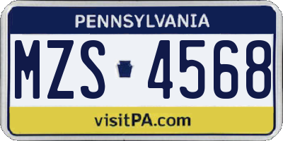 PA license plate MZS4568