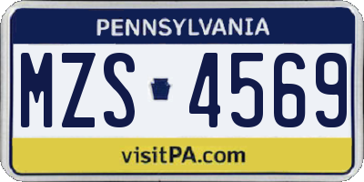 PA license plate MZS4569