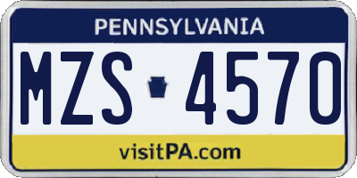 PA license plate MZS4570