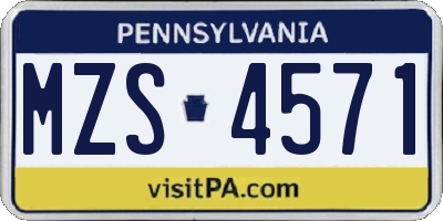 PA license plate MZS4571