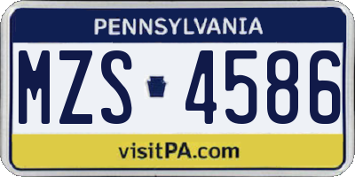 PA license plate MZS4586