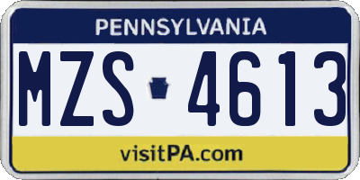 PA license plate MZS4613