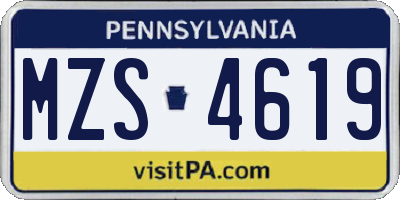 PA license plate MZS4619