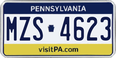 PA license plate MZS4623