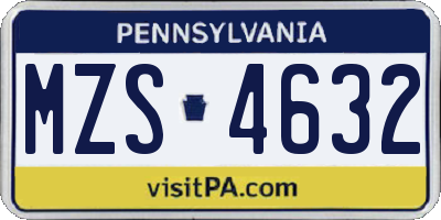 PA license plate MZS4632