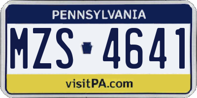 PA license plate MZS4641