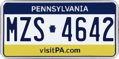 PA license plate MZS4642