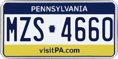 PA license plate MZS4660